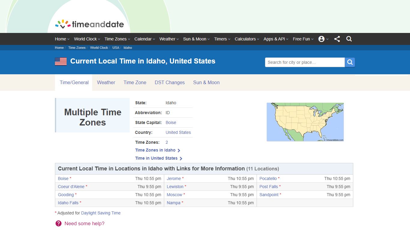 Time in Idaho, United States - Time and Date