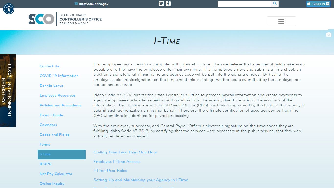 i-time - State of Idaho Controller's Office