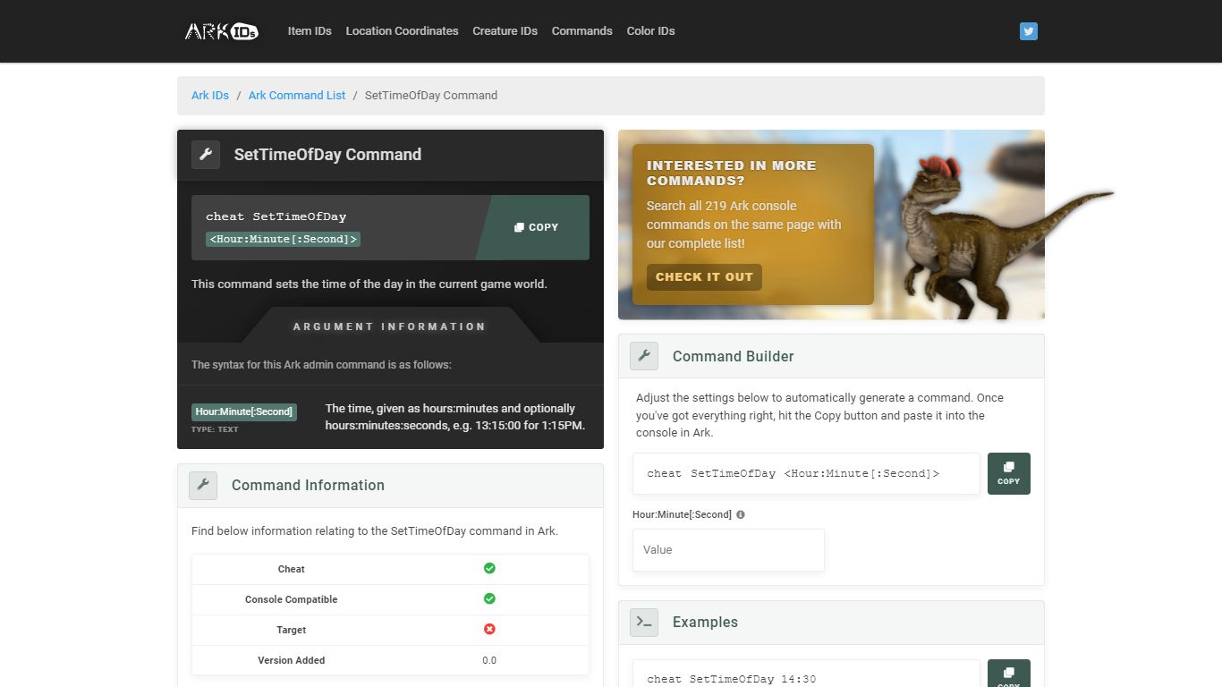 Ark SetTimeOfDay Command | Ark IDs